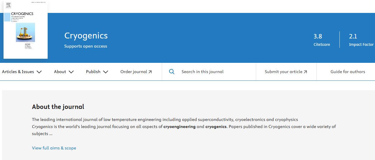 cryogenics期刊审稿周期多久