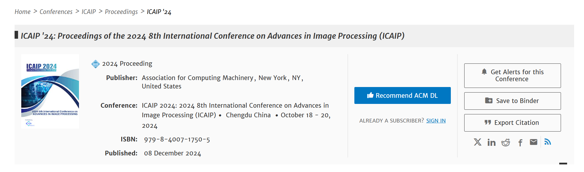 2025年第九届图像处理前沿国际会议