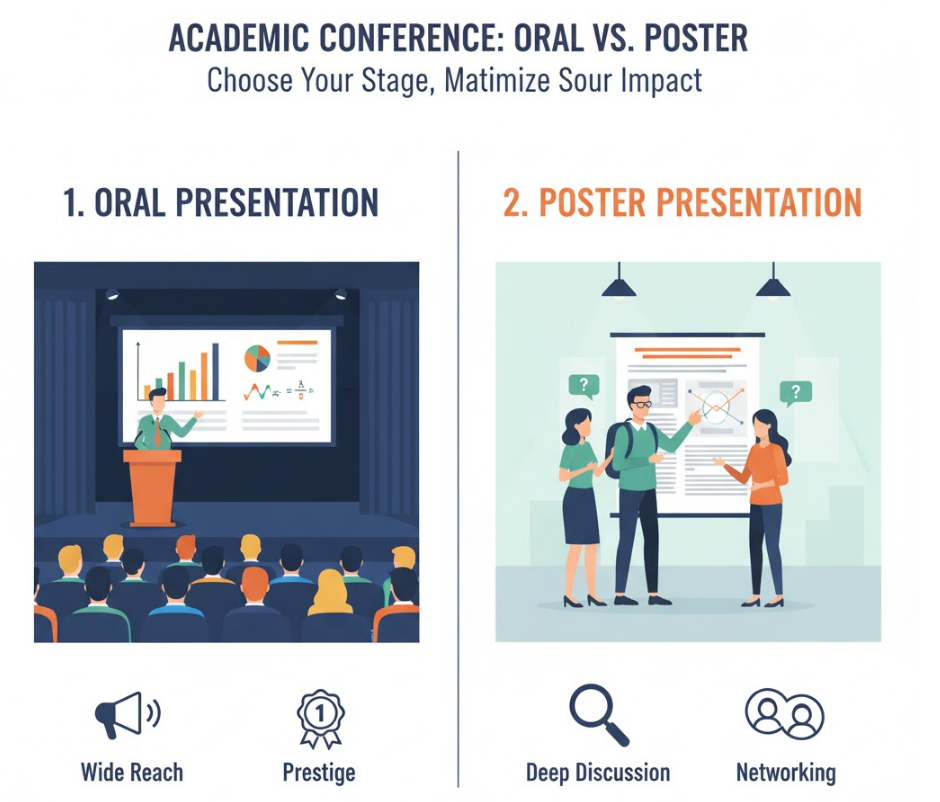 Oral还是Poster？了解学术会议口头报告与海报展示的区别与选择
