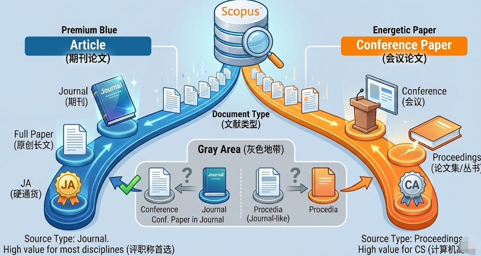 Scopus 中 Article 和 Conference Paper 有什么区别？检索类型区分标准与评职称认定