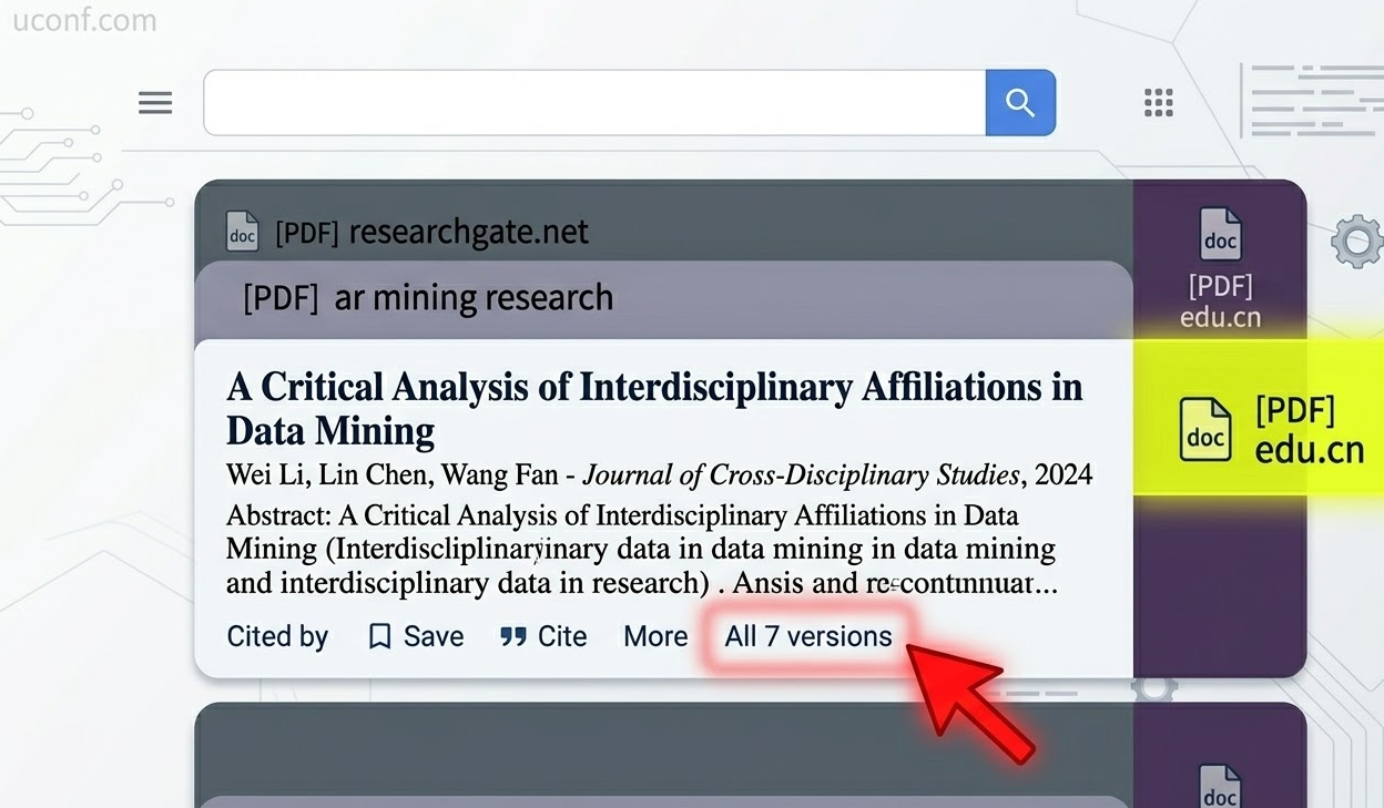 Google Scholar 隐藏 PDF 获取路径示意图