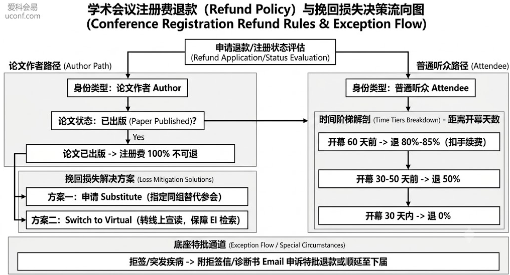 学术会议注册费退款与风控流向图