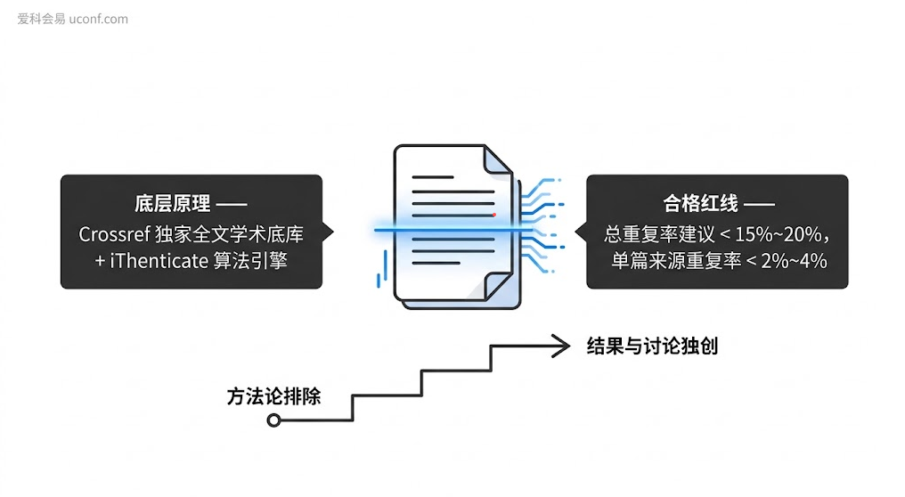 Crossref Similarity Check 论文查重工作原理与国际期刊重复率合格标准图解