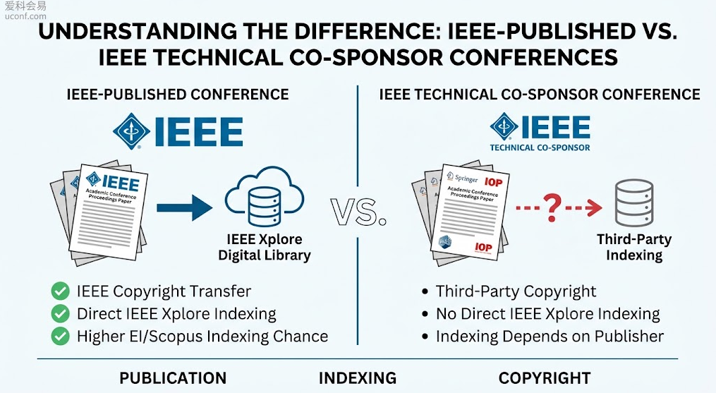 IEEE出版会议与IEEE技术赞助会议核心差异对比信息图